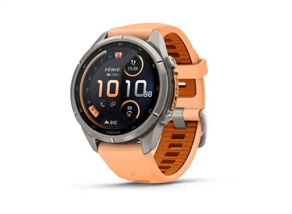 Garmin fenix 9 Pro – inReach 43 mm smart hodinky Titanium Shell pink/autumn orange silicone band
