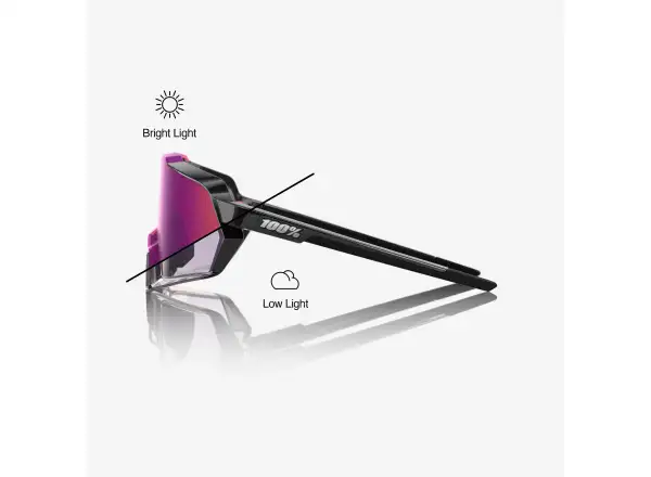 100% Korbin športové okuliare Gloss Black/Purple Mirror Photochromic Lens