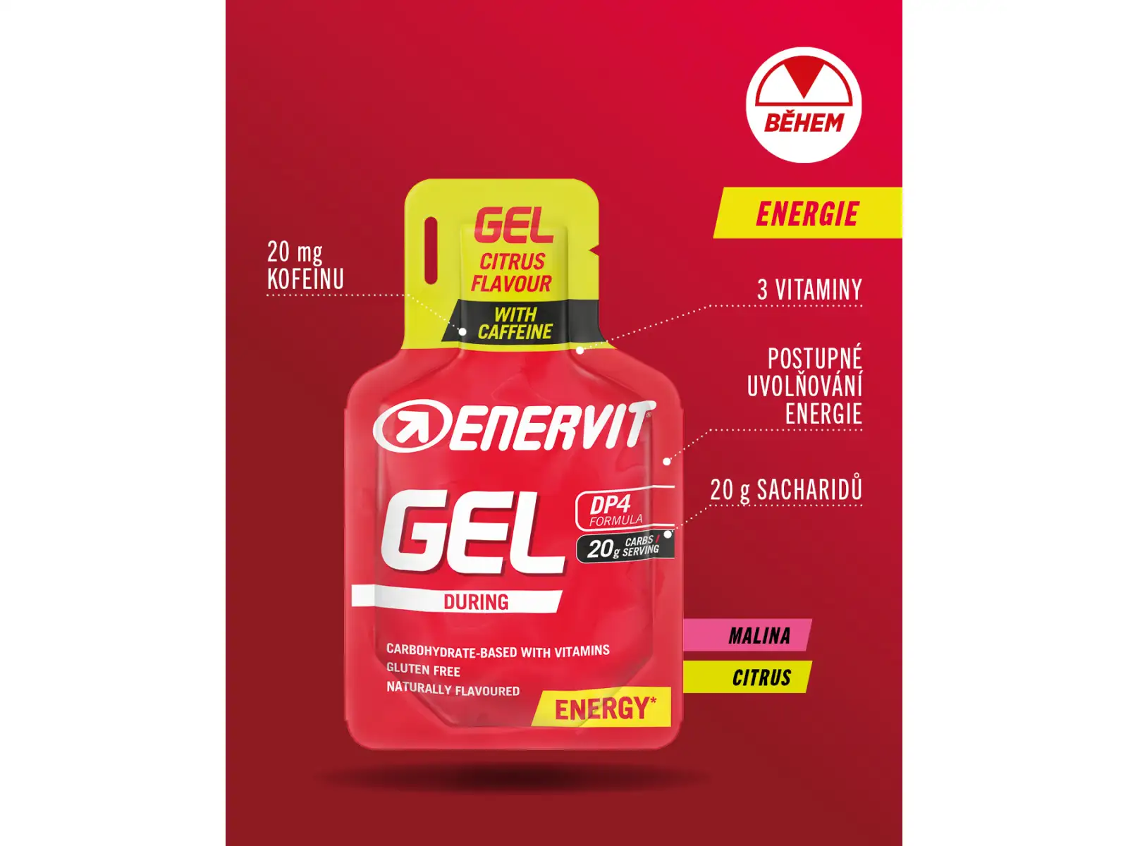 Enervit Gél s kofeínom 25 ml malina