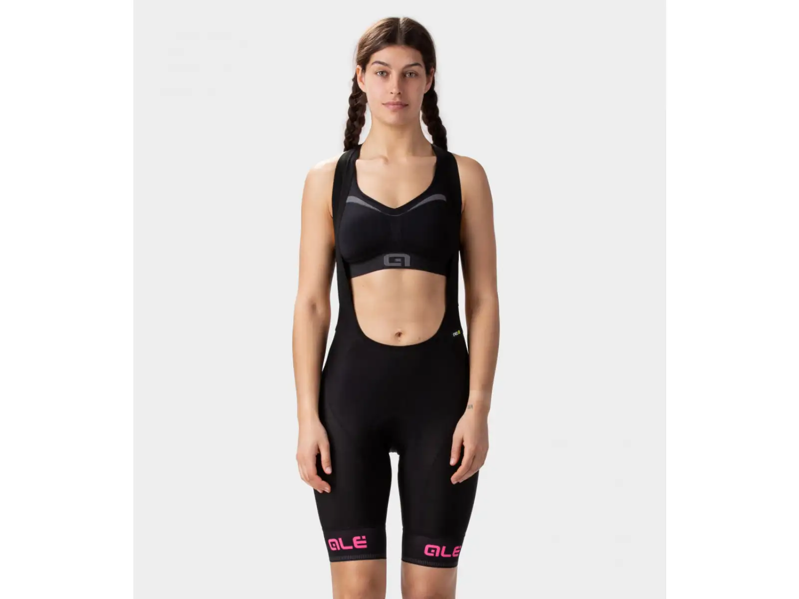 Alé PR-R Sella Plus Lady dámske kraťasy s trakmi a vložkou Fluo Pink