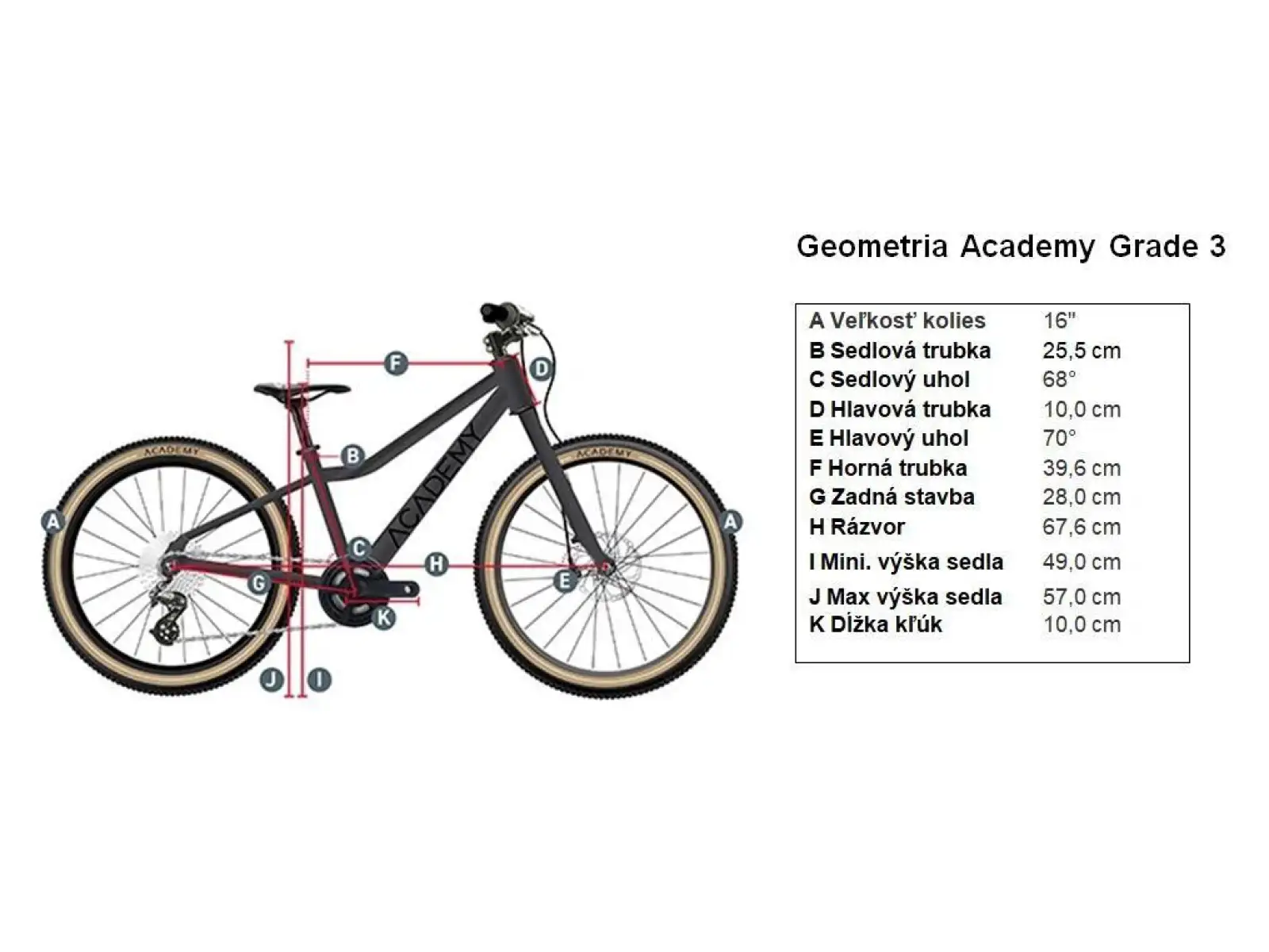 Academy Grade 3 detský bicykel 16" červená