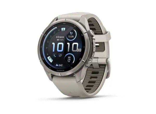 Garmin fenix 9 Pro inReach 43 mm inteligentné hodinky Titanium Fog Gray/Dark Sandstone