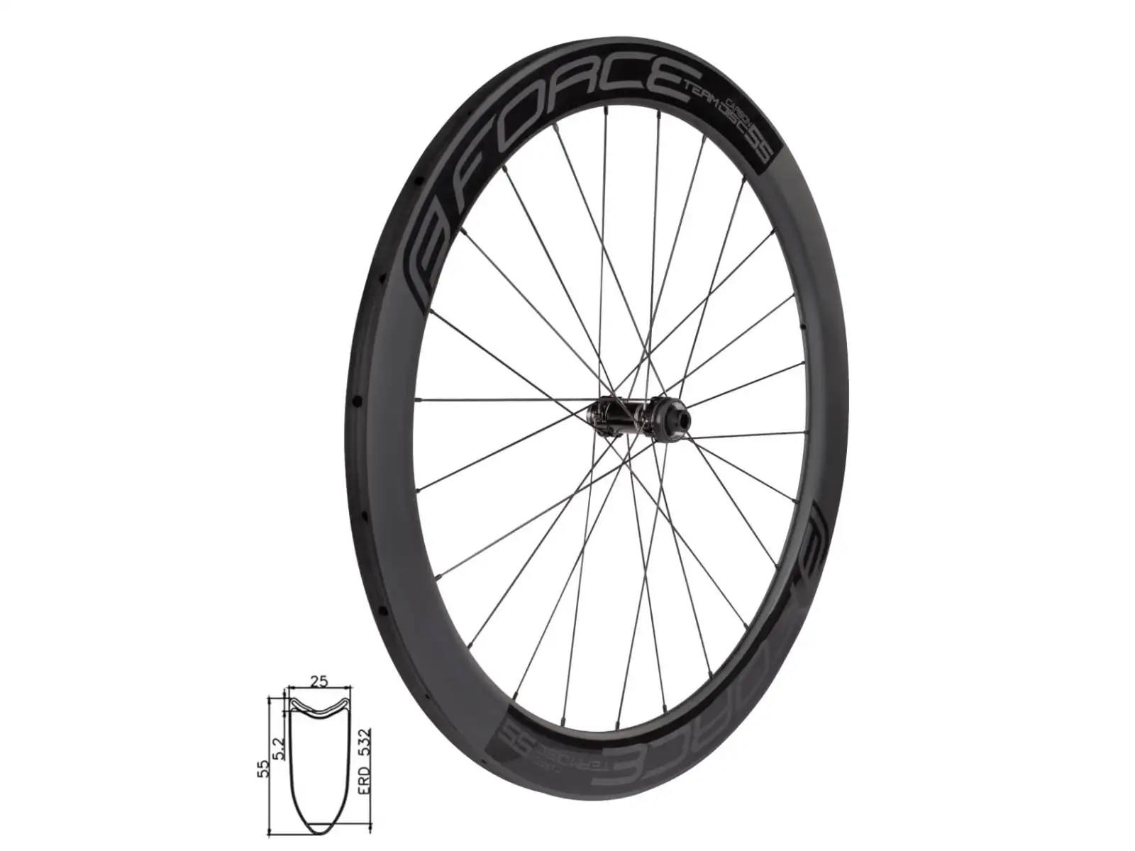 Force Team SP Karbon Disc CL cestné vypletené koleso 12x100 mm, 55 mm predné