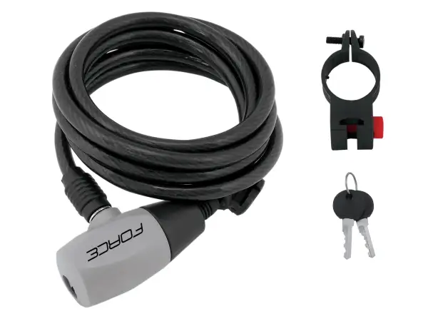 Force zámok špirála šedý 120cm/8mm + držiak