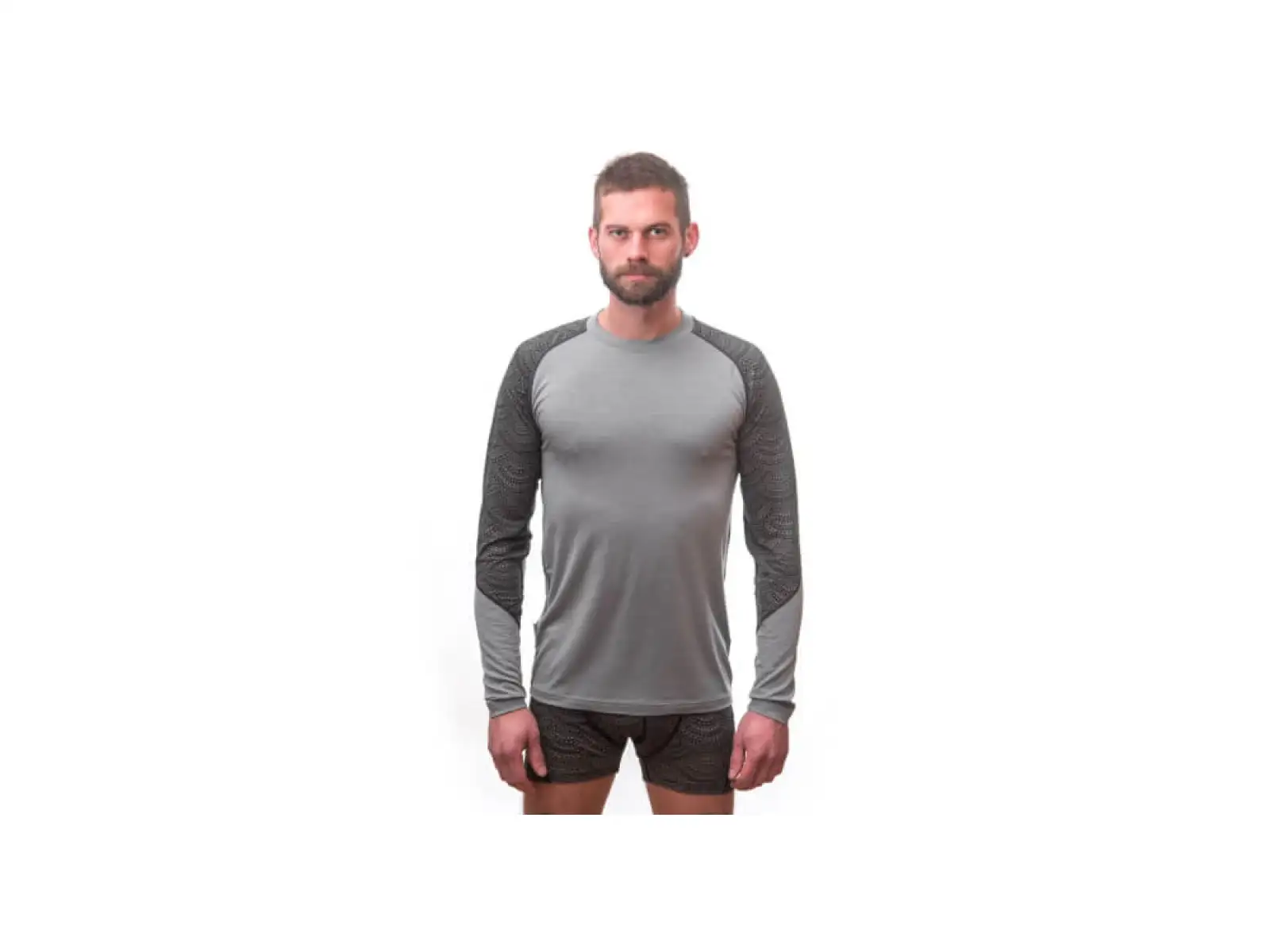 Sensor Merino Impress pánske tričko dlhý rukáv šedá/Maori