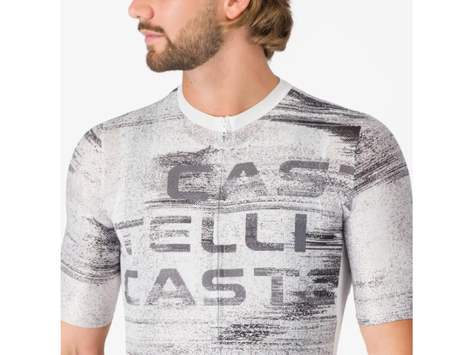 Castelli Stratus Logo pánsky dres krátky rukáv White/Smoky Gray