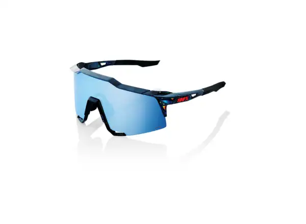100% SPEEDCRAFT cyklistické okuliare Black Holographic/Hiper blue Multilayer Mirror Lens