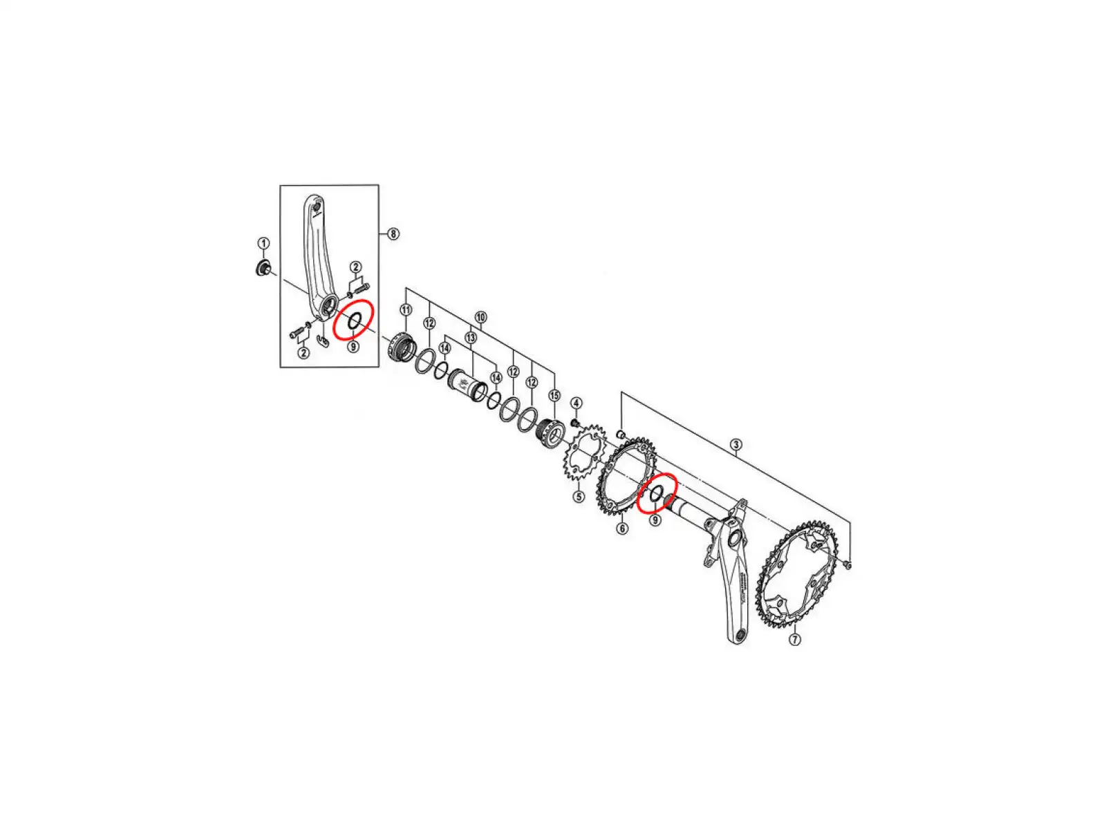 O-krúžok Shimano Y1F316000 pre kľuky Hollowtech II AKCE