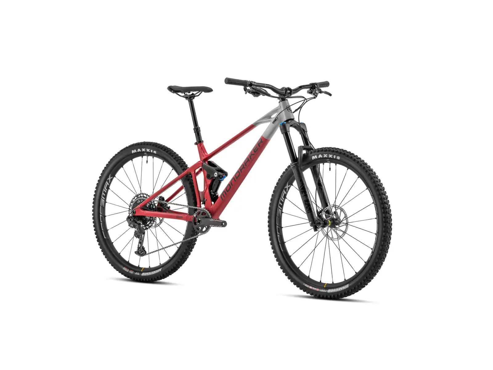 Mondraker Raze R celoodpružené cherry red/nimbus grey