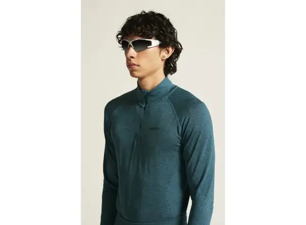Craft Core Dry Active Comfort Zip pánske tričko dlhý rukáv zelená