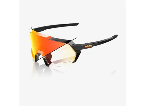 100% Korbin okuliare Gloss Metallic Black Orange Flash Mirror Photochromic