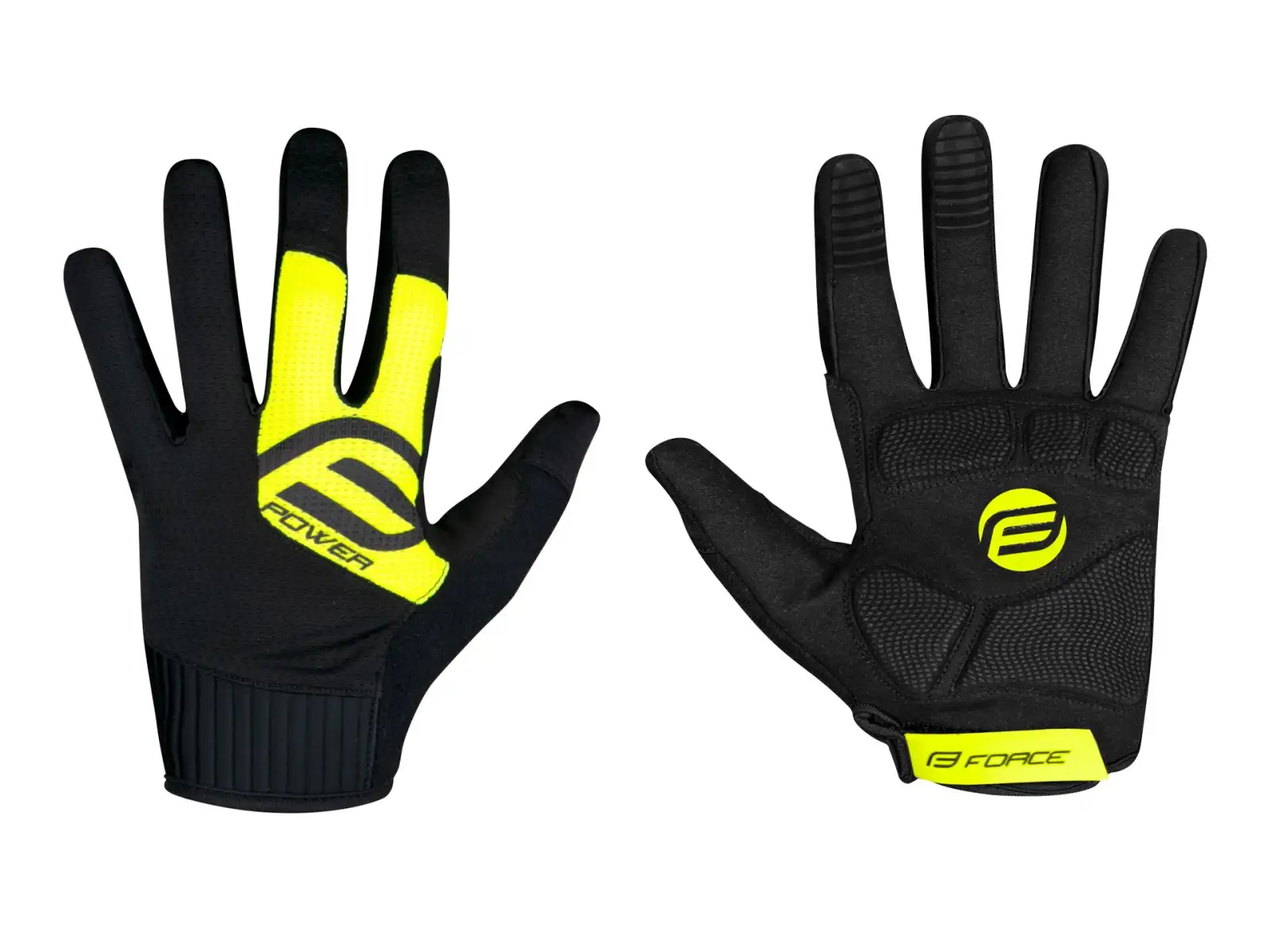 Force MTB Power rukavice čierna/fluo