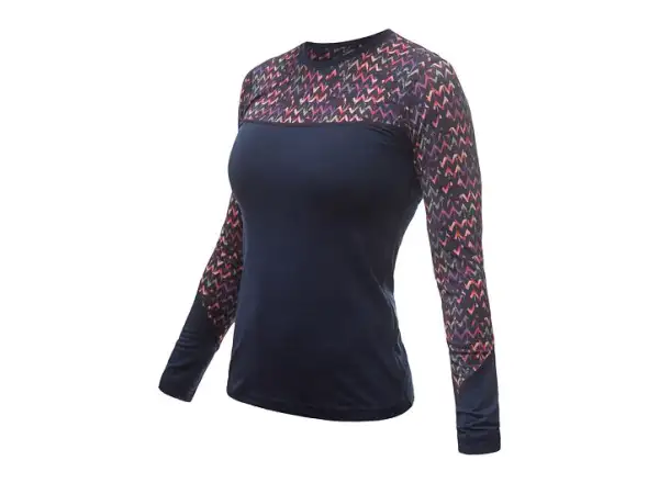Sensor Merino Impress dámske tričko dlhý rukáv Deep Blue/Origami