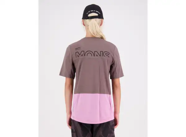 Mons Royale Tarn Merino Shift Dámsky dres s krátkym rukávom Pop Pink/Iron