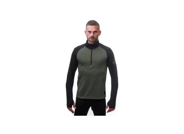Sensor Coolmax Thermo pánska mikina Olive Green/čierna