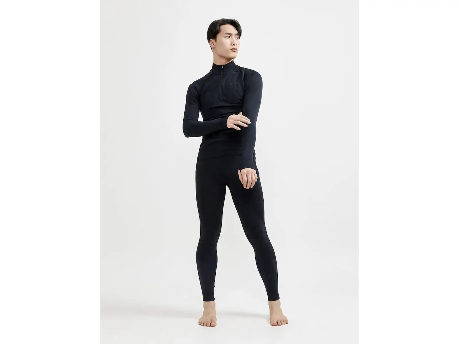 Craft Core Dry Active Comfort Zip pánske tričko dlhý rukáv čierna