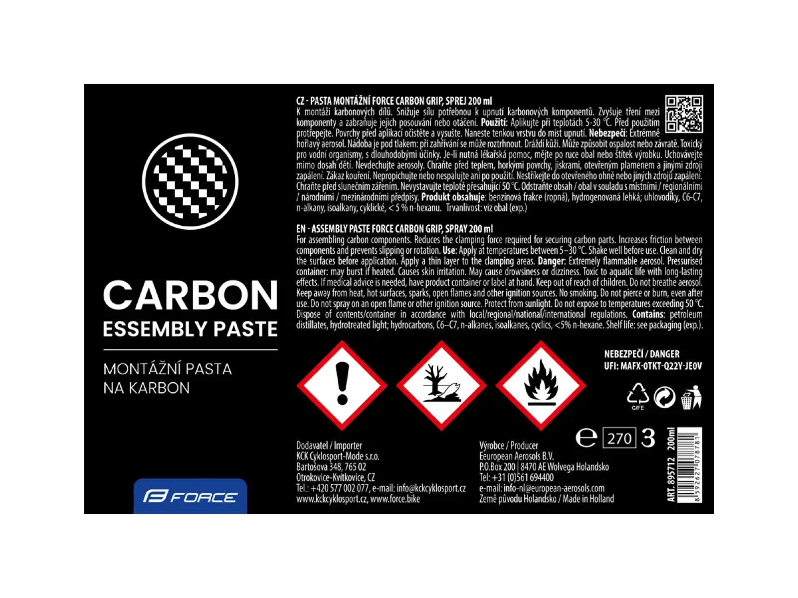 Mazací sprej Force Carbon Grip 200 ml