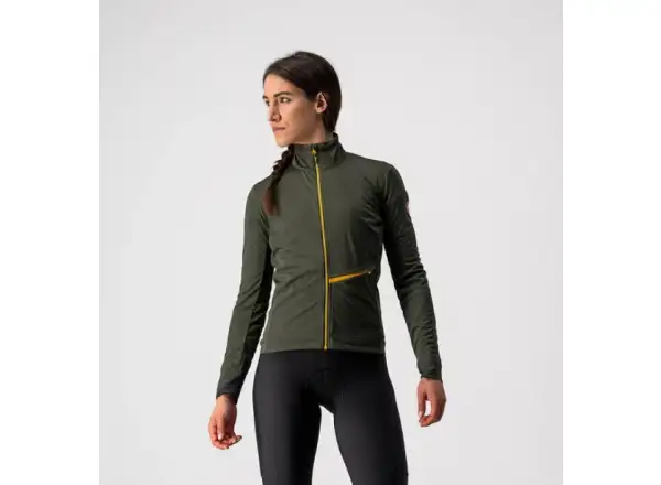 Castelli GO dámska bunda military green/fiery red/saffron