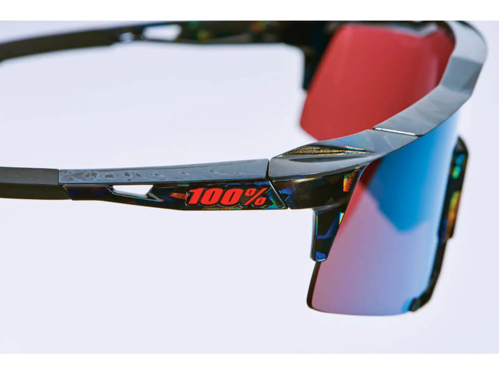 100% SPEEDCRAFT cyklistické okuliare Black Holographic/Hiper blue Multilayer Mirror Lens