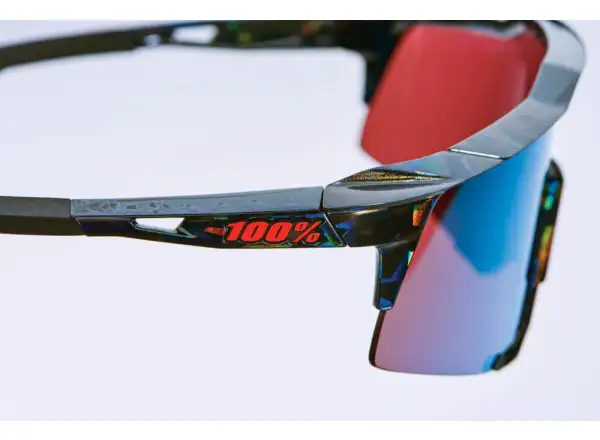 100% SPEEDCRAFT cyklistické okuliare Black Holographic/Hiper blue Multilayer Mirror Lens