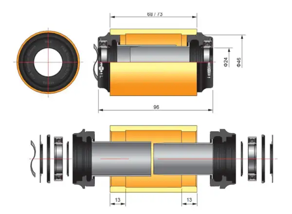 FSA MTB M3 Press Fit miská stredového zloženia PF-30 46x68 mm AL