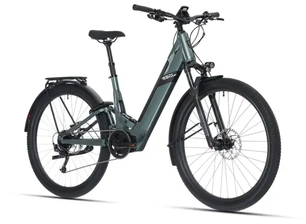 Rock Machine Crossride e450 FS nízkonástupový celoodpružený elektrobicykel Ocean Grey/Black