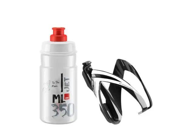 Košík Elite Kit CEO Black Glossy + fľaša JET 360 ml Clear/Red Logo