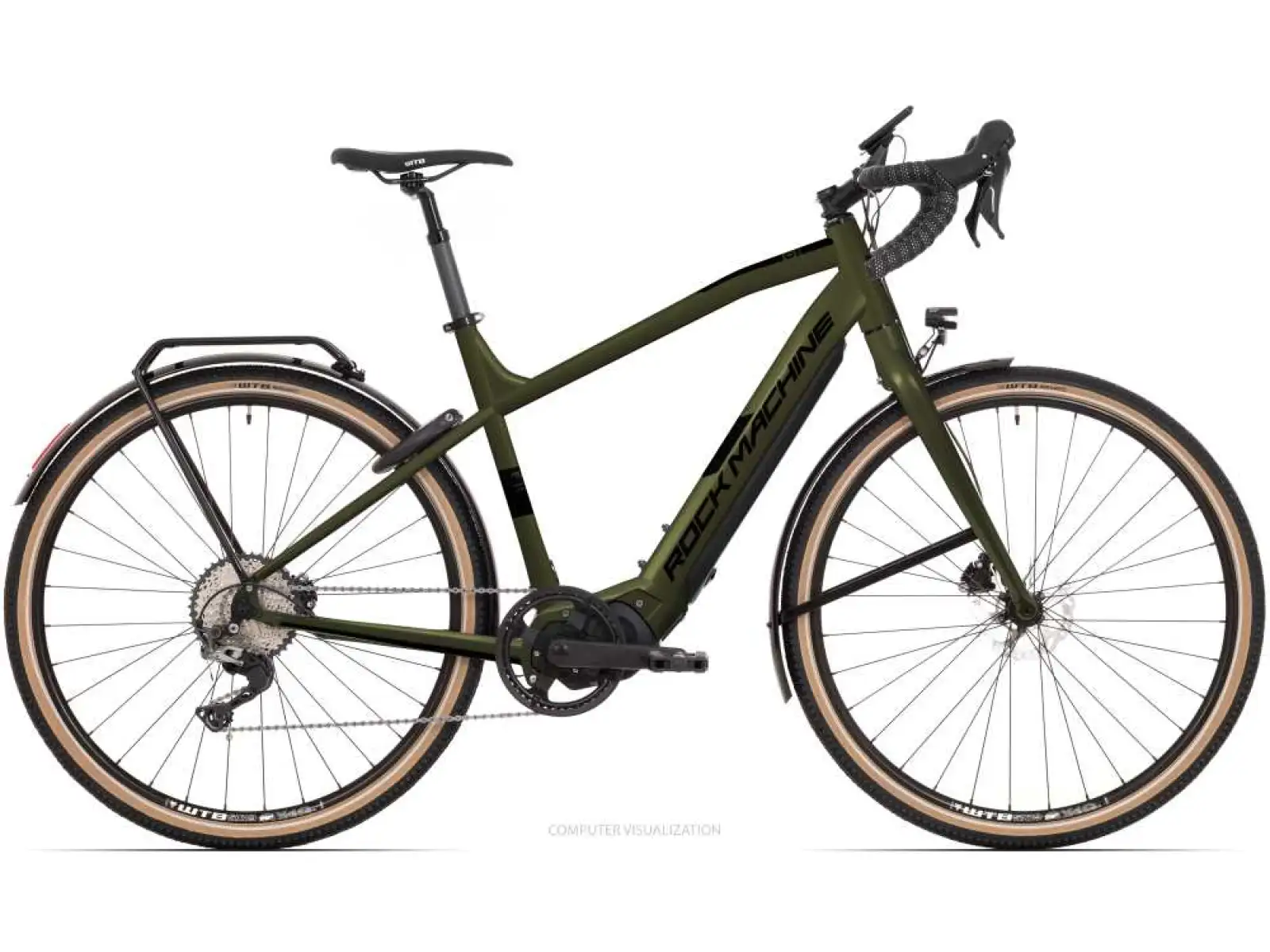Rock Machine Gravelride e500 gravel elektrobicykel Matte Khaki/Black PREDVÁDZACIE