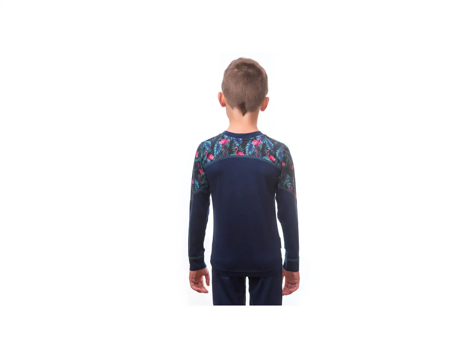 Sensor Merino Impress Set detské tričko dlhý rukáv + nohavice deep Blue/Floral