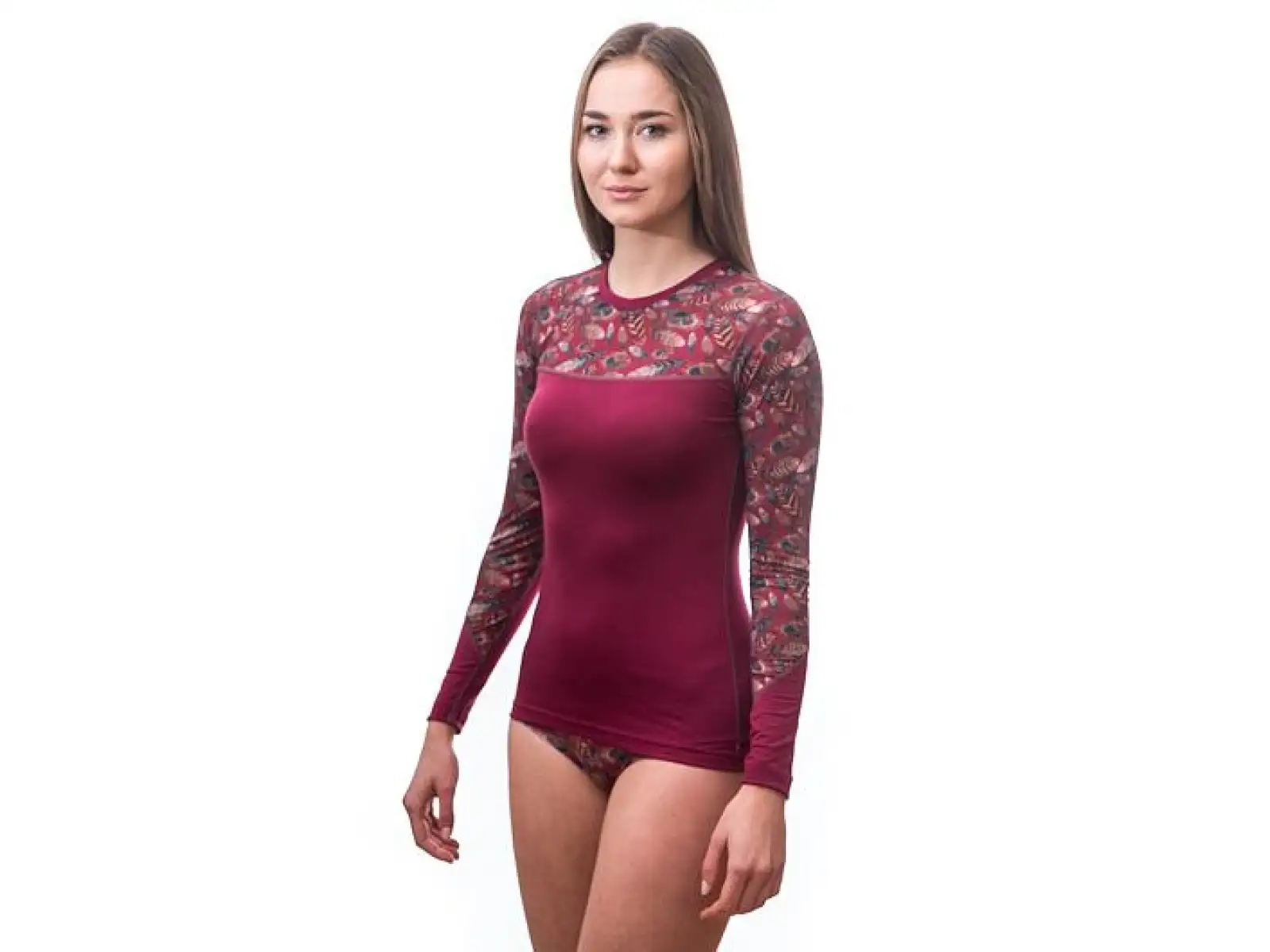 Senzor Merino Impress dámske tričko dlhý rukáv Lilla/Feather