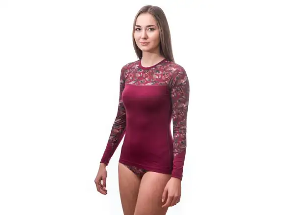 Senzor Merino Impress dámske tričko dlhý rukáv Lilla/Feather