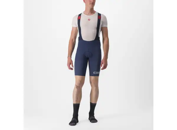 Castelli Premio pánske kraťasy s trakmi Belgian Blue/Metallic Silver
