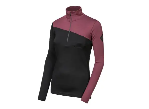 Sensor Merino Extreme Up dámska mikina čierna/Port Red