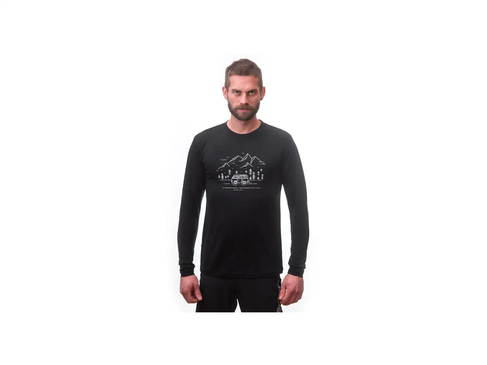 Sensor Merino Active PT Van Life pánske tričko dlhý rukáv čierna