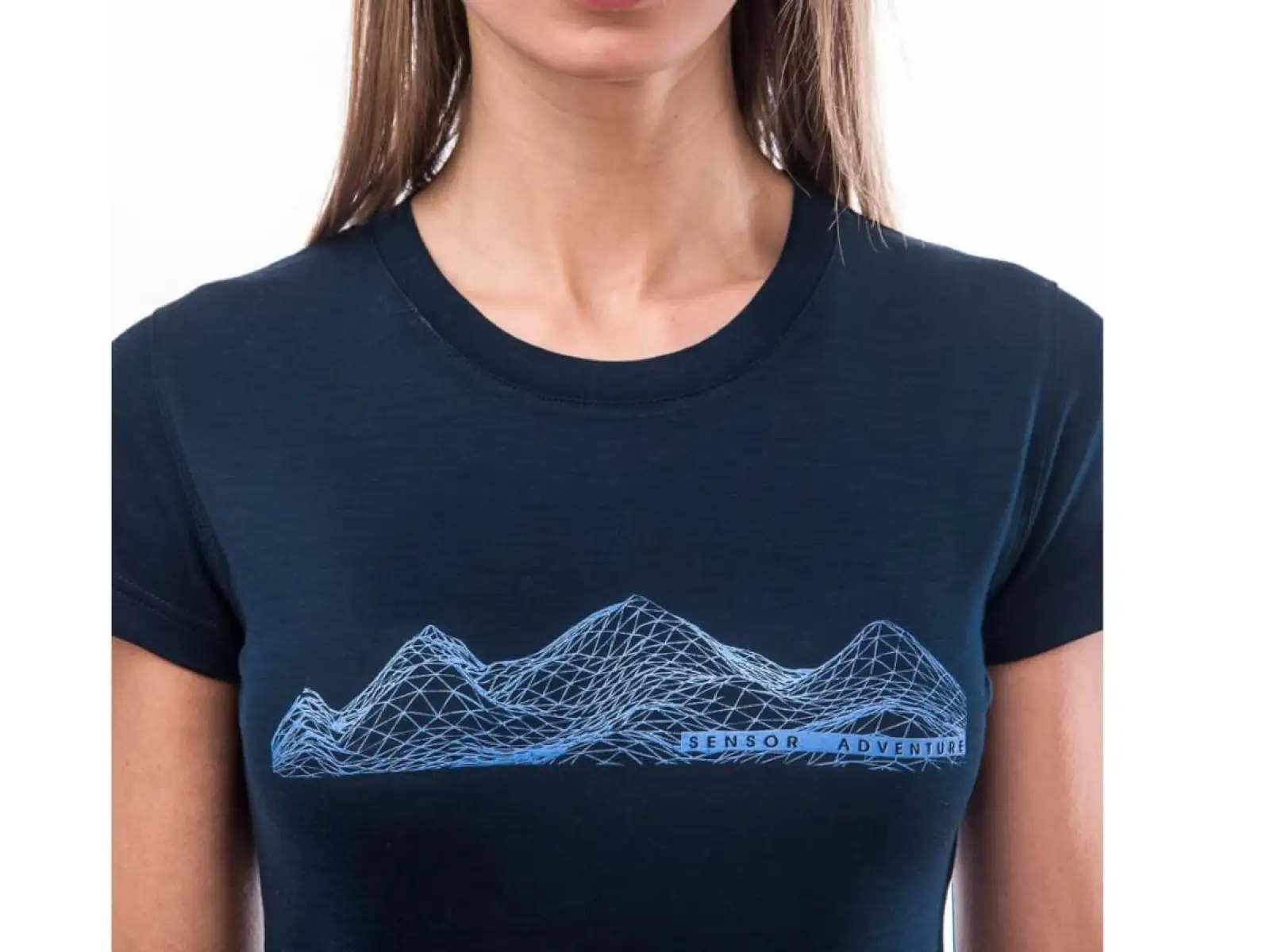 Sensor Merino Active PT Mountains dámske tričko krátky rukáv Deep Blue