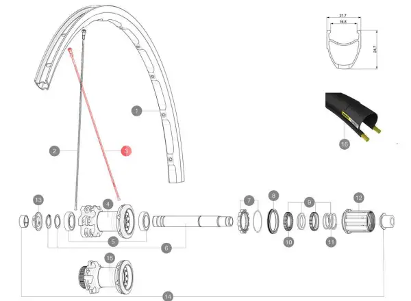 Mavic Ksyrium Disc Flat Spoke súprava drôtov 12 ks 291mm