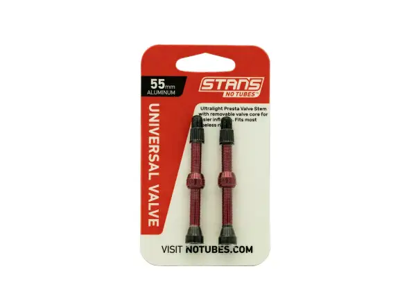 No Tubes Universal Tubeless Alu ventily 55 mm - pár červená