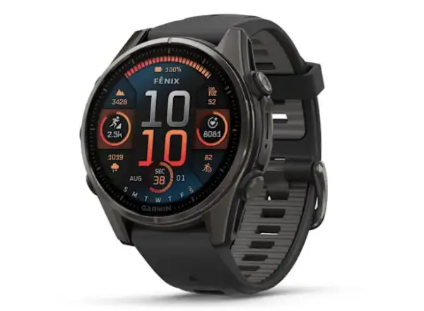 Garmin fenix 8 - 43 mm AMOLED Sapphire inteligentné hodinky Carbon titanium Black/Pebble grey