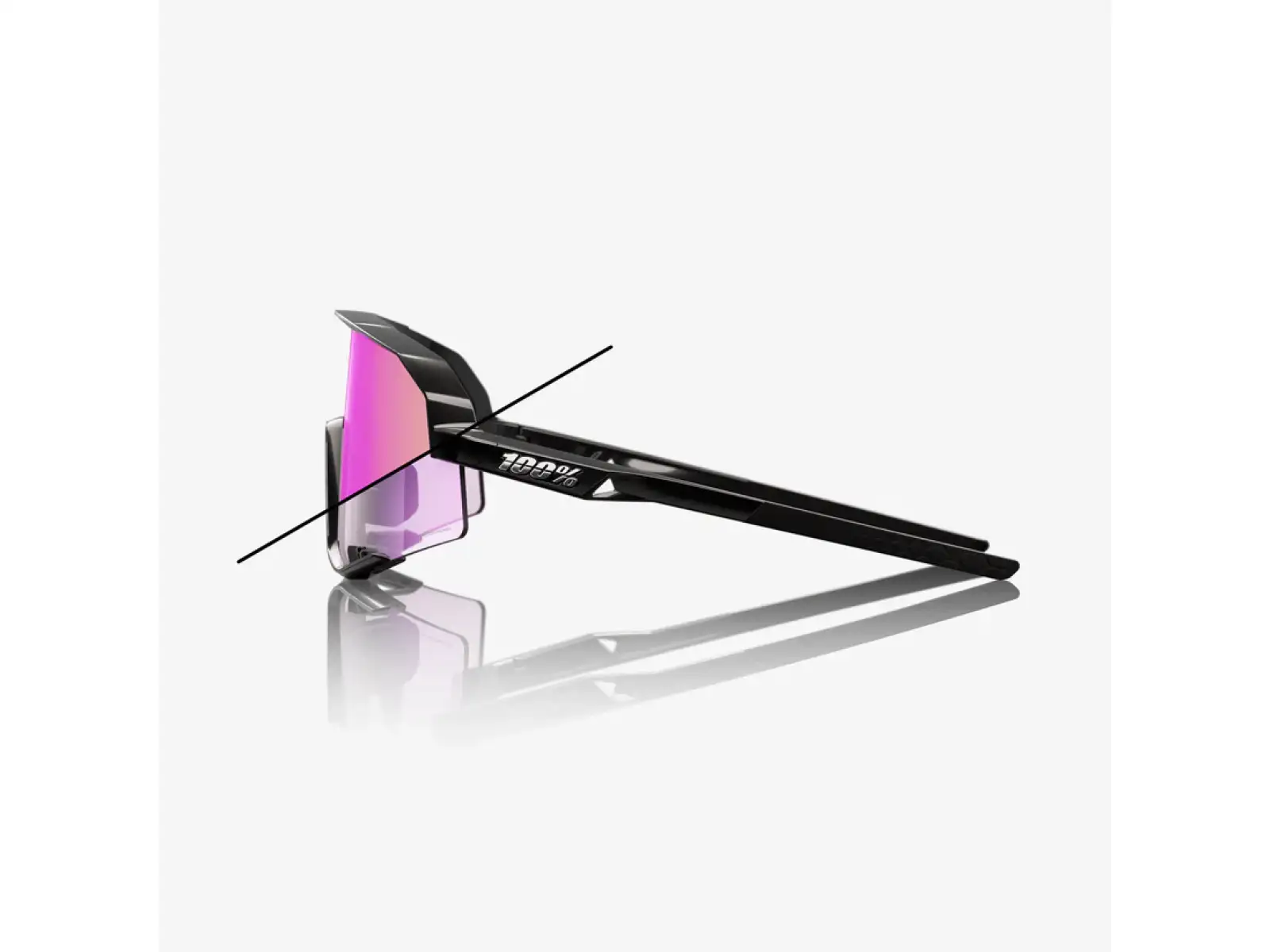 100% Slendale slnečné okuliare Gloss Black/Photochromic Purple Mirror