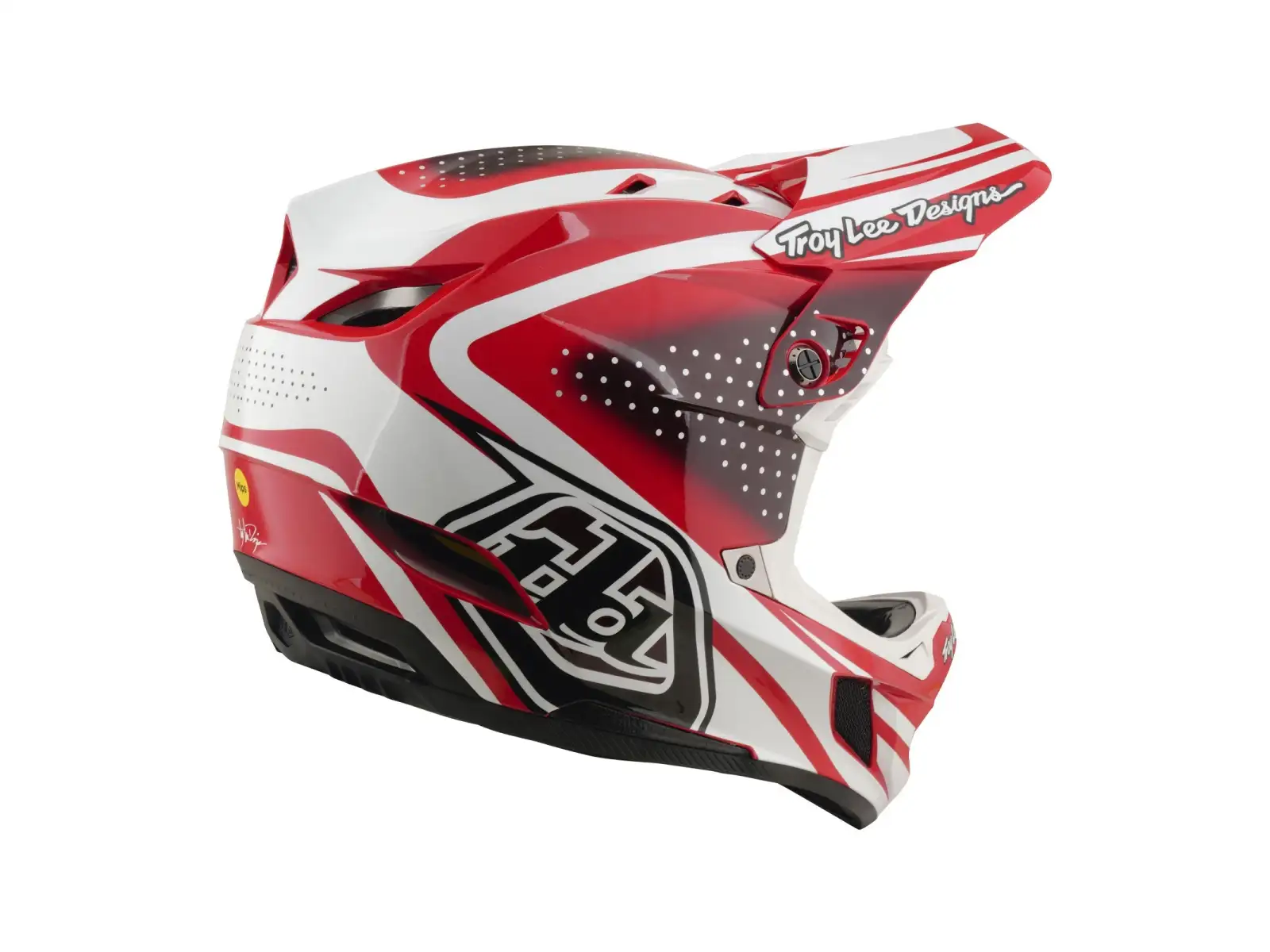 Troy Lee Designs D4 Polyacrylite MIPS prilba Line Fire/white
