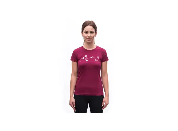Sensor Merino Active Songbirds dámske tričko s krátkym rukávom Lilla