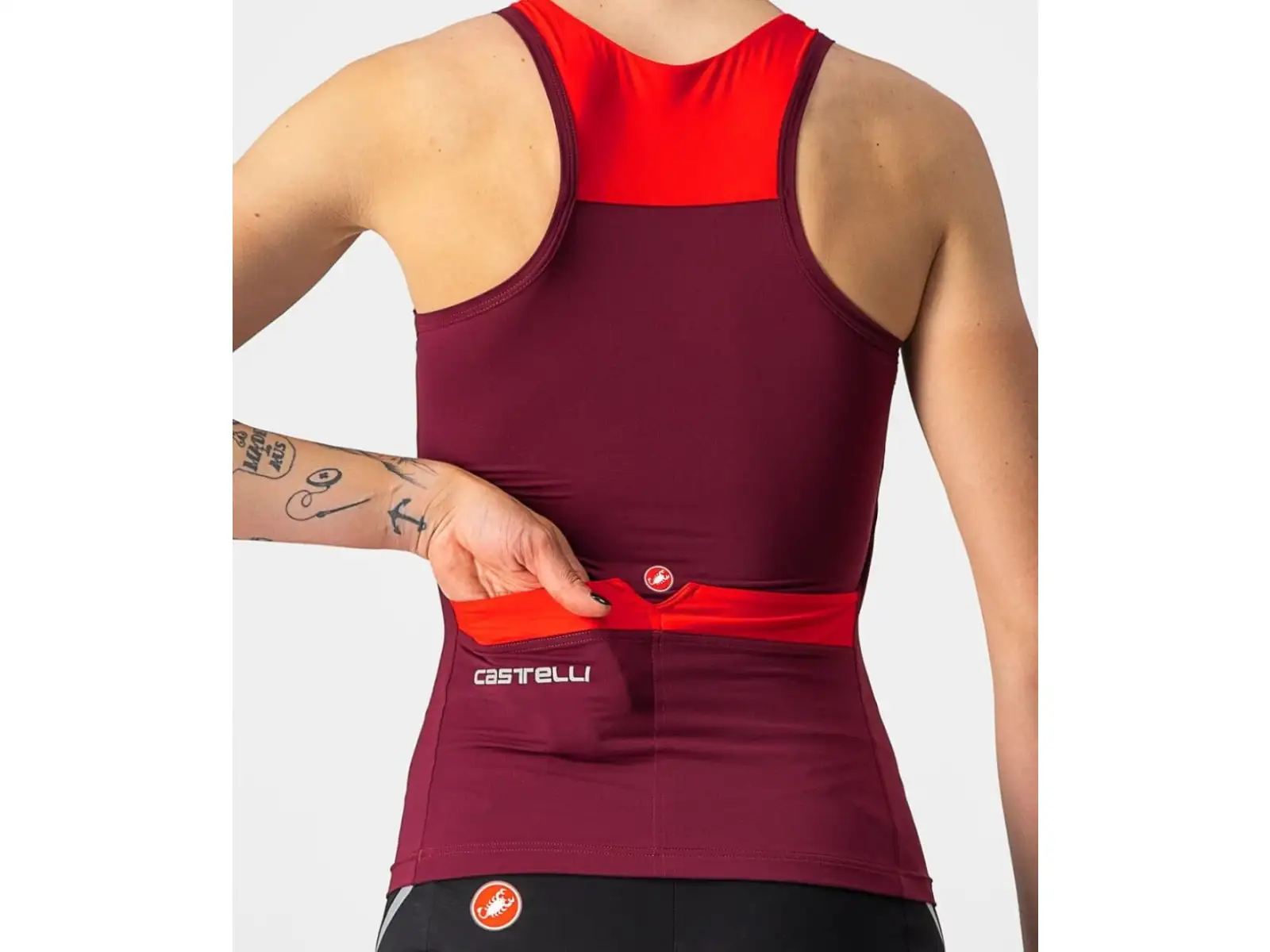 Castelli Solaris dámsky dres bez rukávov bordeaux/červená