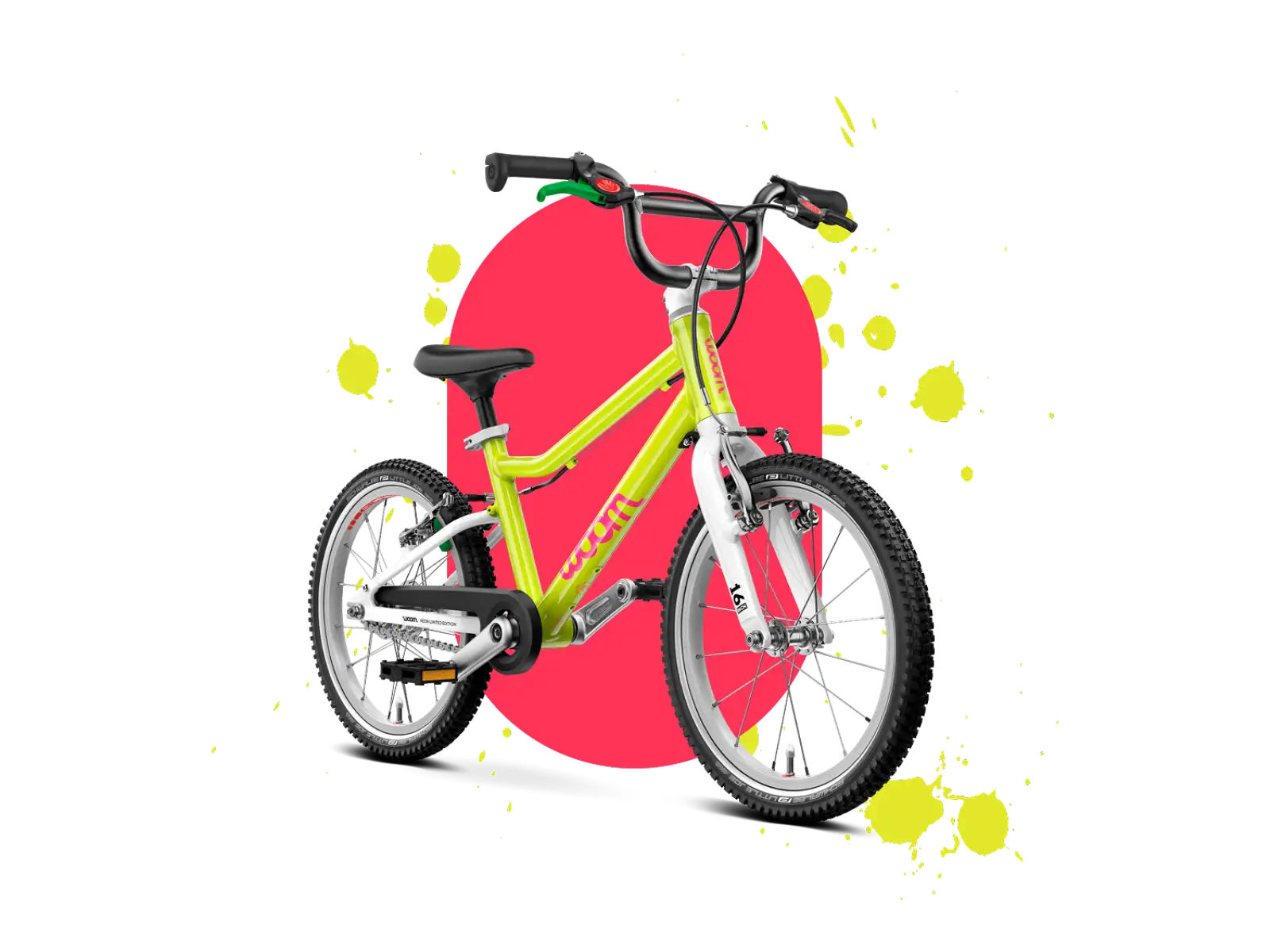 Woom GO 3 detský bicykel neon lime
