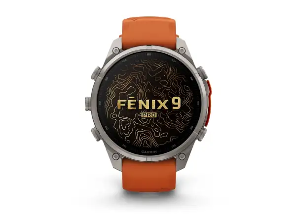 Garmin Fénix 9 Pro inReach 47 mm inteligentné hodinky Titanium Autumn orange/Spark orange