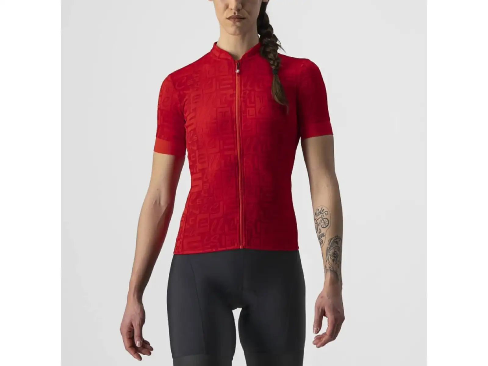 Castelli Promessa Jacquard Dámsky cyklistický dres s krátkym rukávom Red