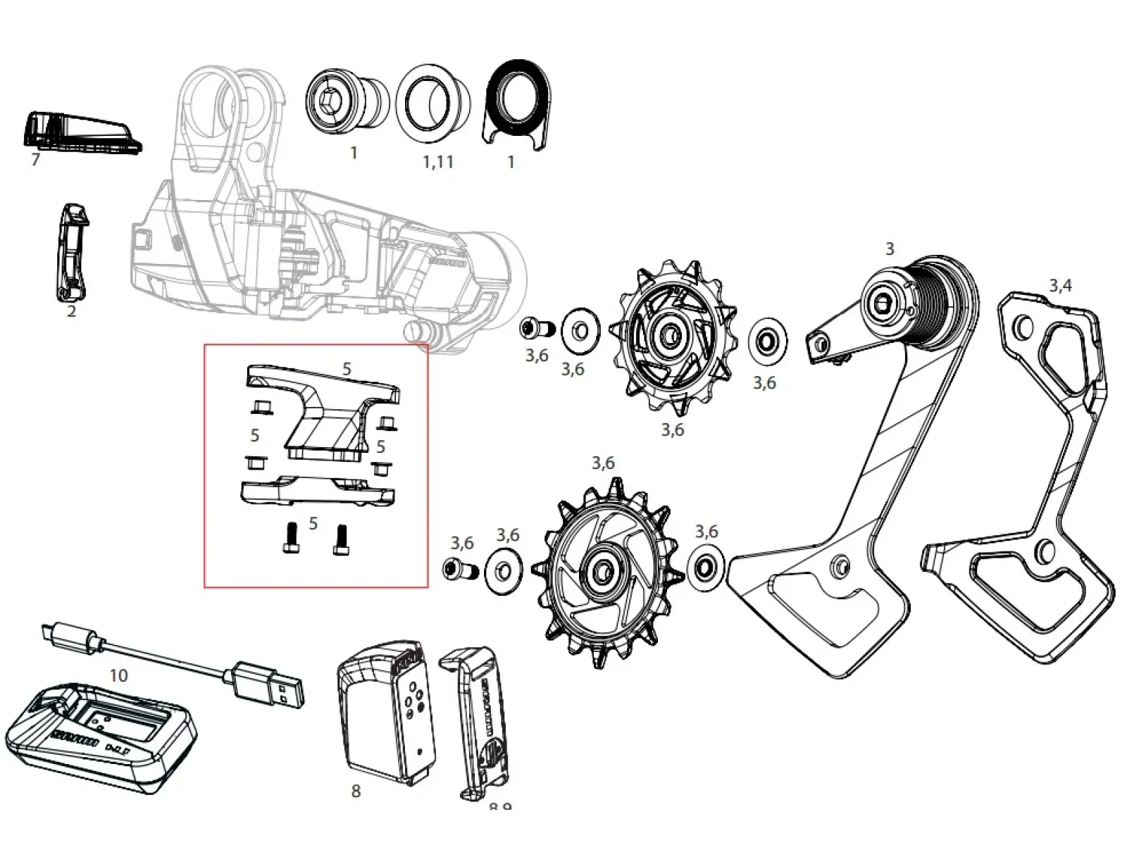 Sram RD outer link Red XPLR náhradný diel prehadzovačky