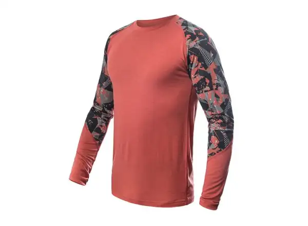 Sensor Merino Impress pánske tričko dlhý rukáv Terracotta/Rush