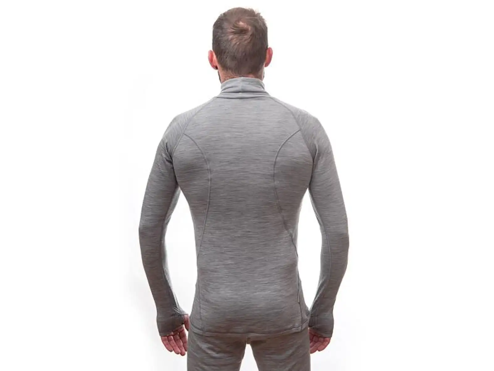 Sensor Merino Bold Neck pánske tričko dlhý rukáv Cool Gray