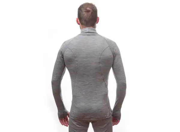 Sensor Merino Bold Neck pánske tričko dlhý rukáv Cool Gray