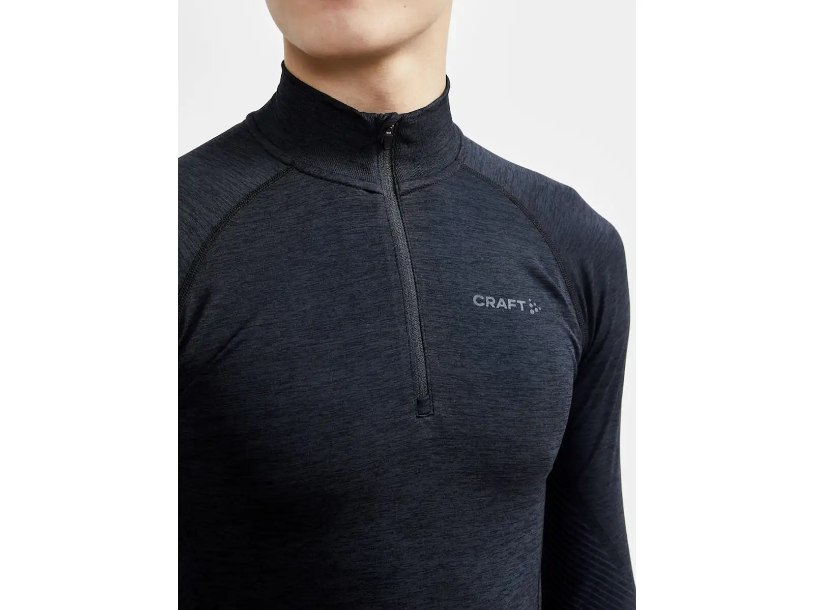 Craft Core Dry Active Comfort Zip pánske tričko dlhý rukáv čierna